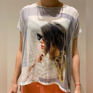 Abercrombie&Fitch Grey Top With Print - Size XS